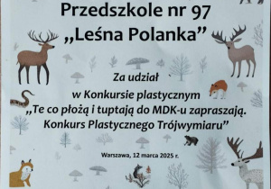 Dyplom konkursowy "Te co płożą i tuptają..."