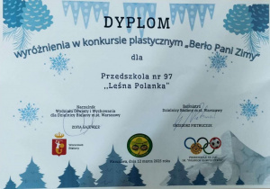 Dyplom konkursowy "Berło Pani Zimy"