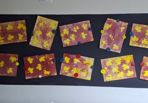 "Liście" - praca plastyczna przy użyciu materiałów spożywczych