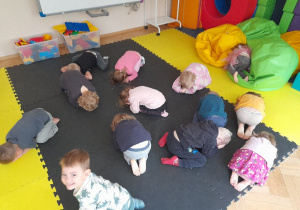 Zajęcia ruchowe z elementami RR V.Sherborne. Małe Myszki chowają się przez kotem