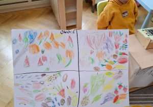 Tworzenie plakatów z owocami i warzywami.