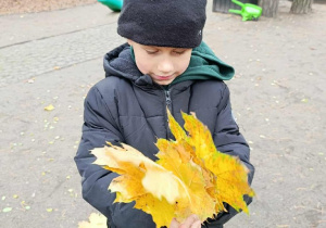 Zabawy jesienne w przedszkolnym placu ogrodzie