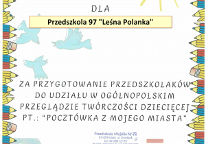 Dyplom za udział w konkursie "Pocztówka z mojego miasta"