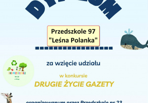 Dyplom za udział w konkursie "Drugie życie gazety"
