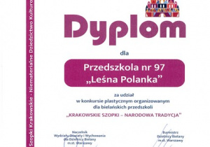 Dyplom za udział w konkursie "Krakowskie szopki-narodowa tradycja"