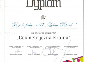 Dyplom za udział w konkursie "Geometryczna kraina"